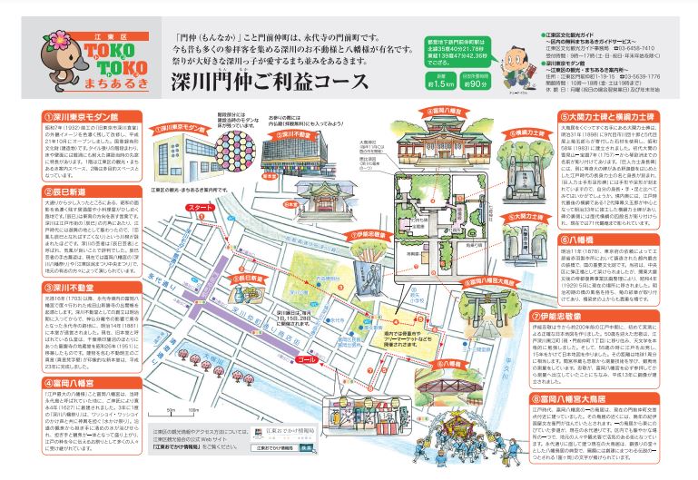 深川門仲ご利益コース まちあるきモデルコースマップ【深川編】